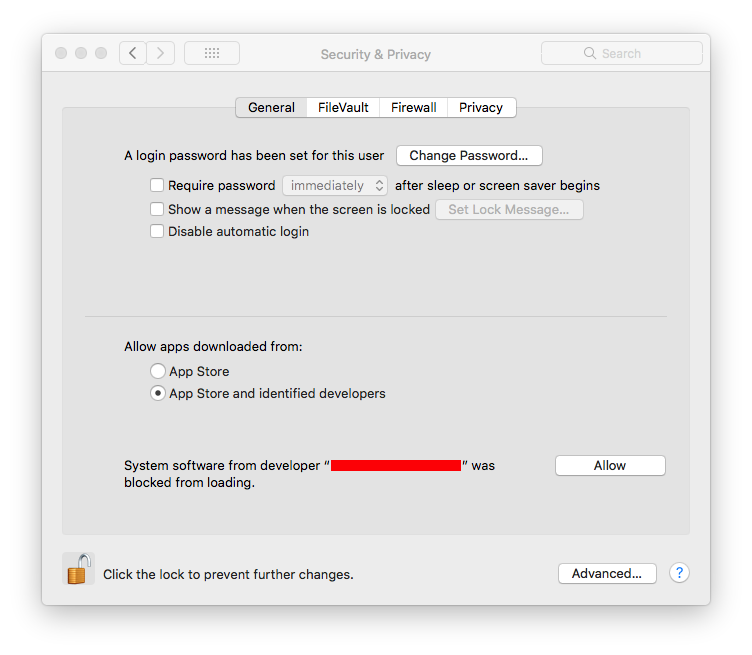 macOS security warning with 'Open Anyway' option in Security & Privacy